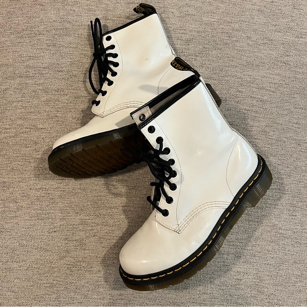 Dr. Martens White Boots with Black Laces